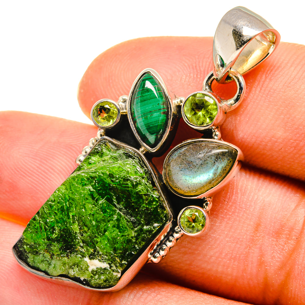 Chrome Diopside, Malachite, Labradorite, Peridot Pendants handcrafted by Ana Silver Co - PD8076
