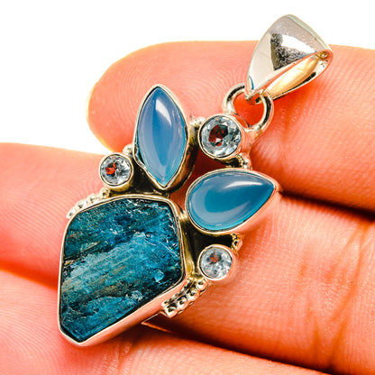 Apatite, Aqua Chalcedony, Blue Topaz Pendants handcrafted by Ana Silver Co - PD8083