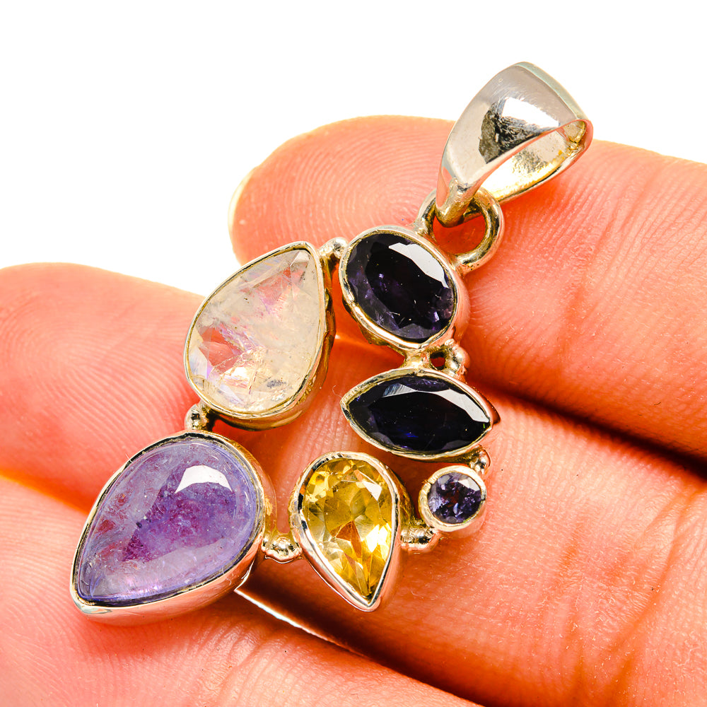 Tanzanite, Rainbow Moonstone, Citrine Pendants handcrafted by Ana Silver Co - PD8085