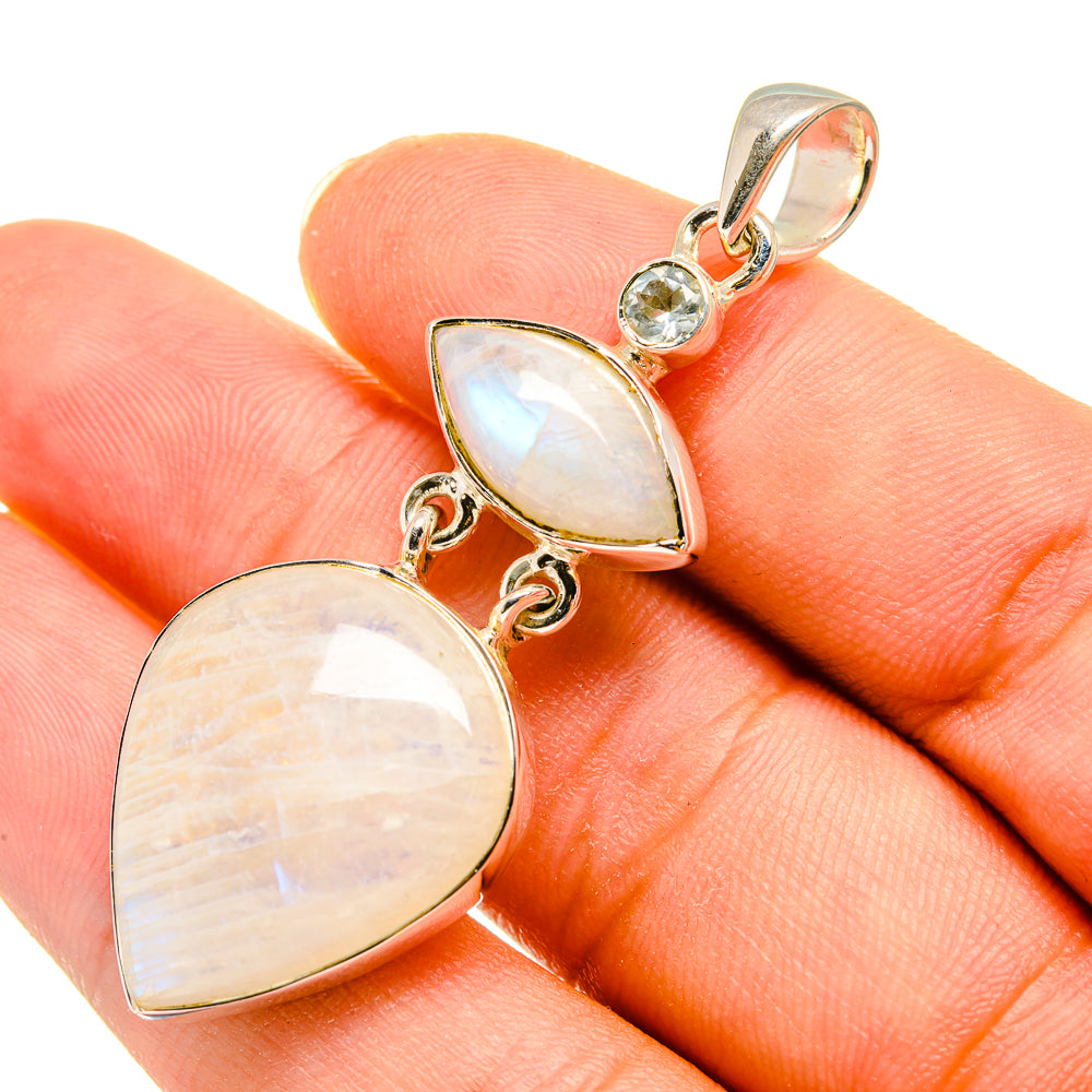 Rainbow Moonstone Pendants handcrafted by Ana Silver Co - PD8086