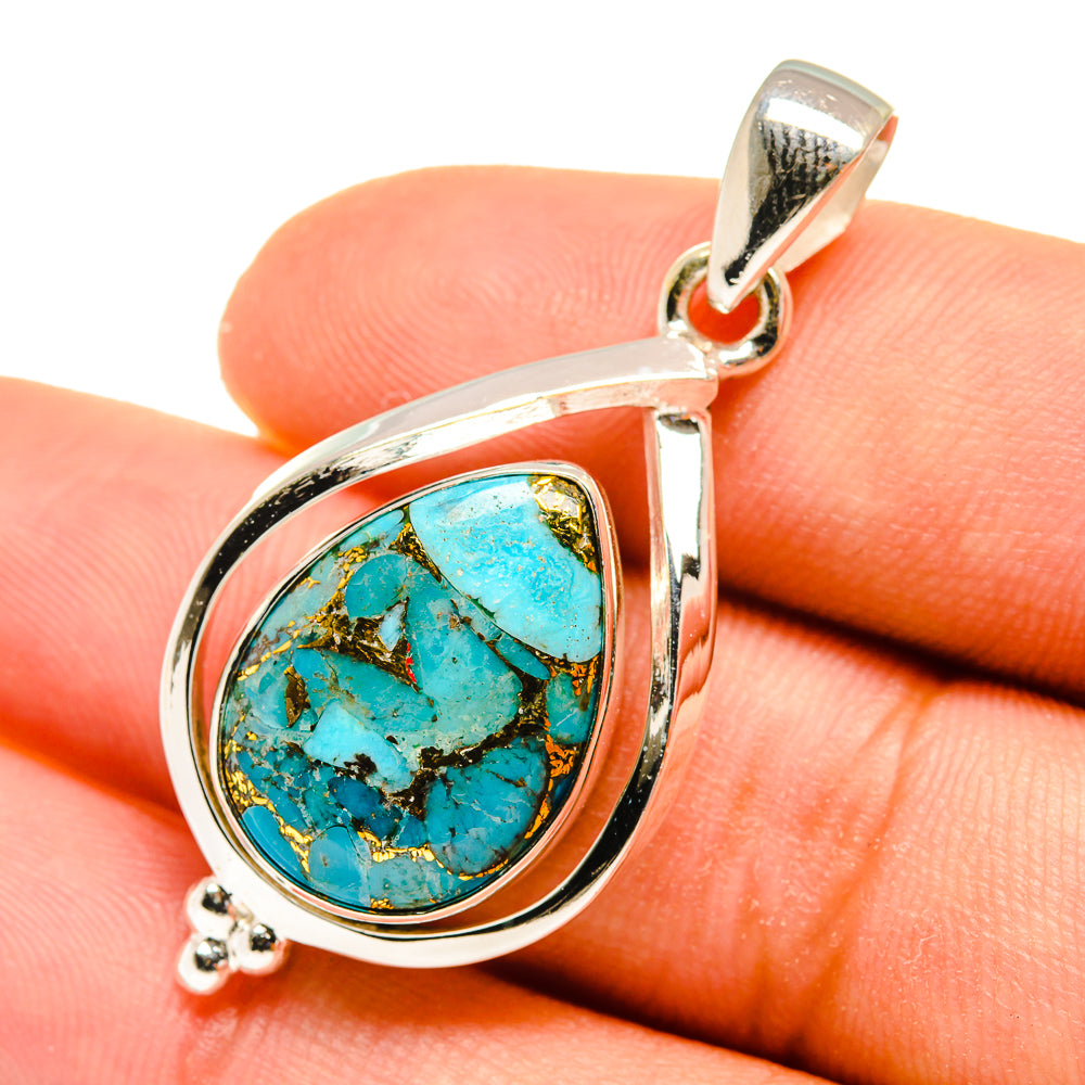 Blue Copper Composite Turquoise Pendants handcrafted by Ana Silver Co - PD8092