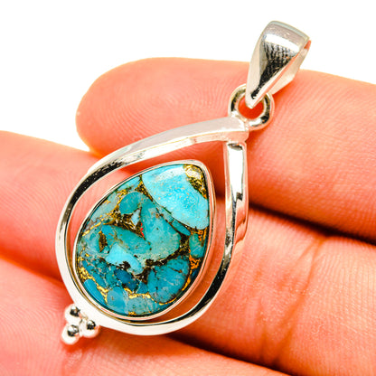 Blue Copper Composite Turquoise Pendants handcrafted by Ana Silver Co - PD8092