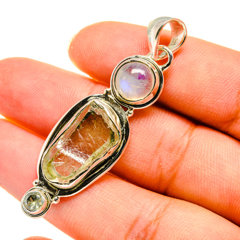 Aquamarine, Rainbow Moonstone, Peridot Pendants handcrafted by Ana Silver Co - PD8096