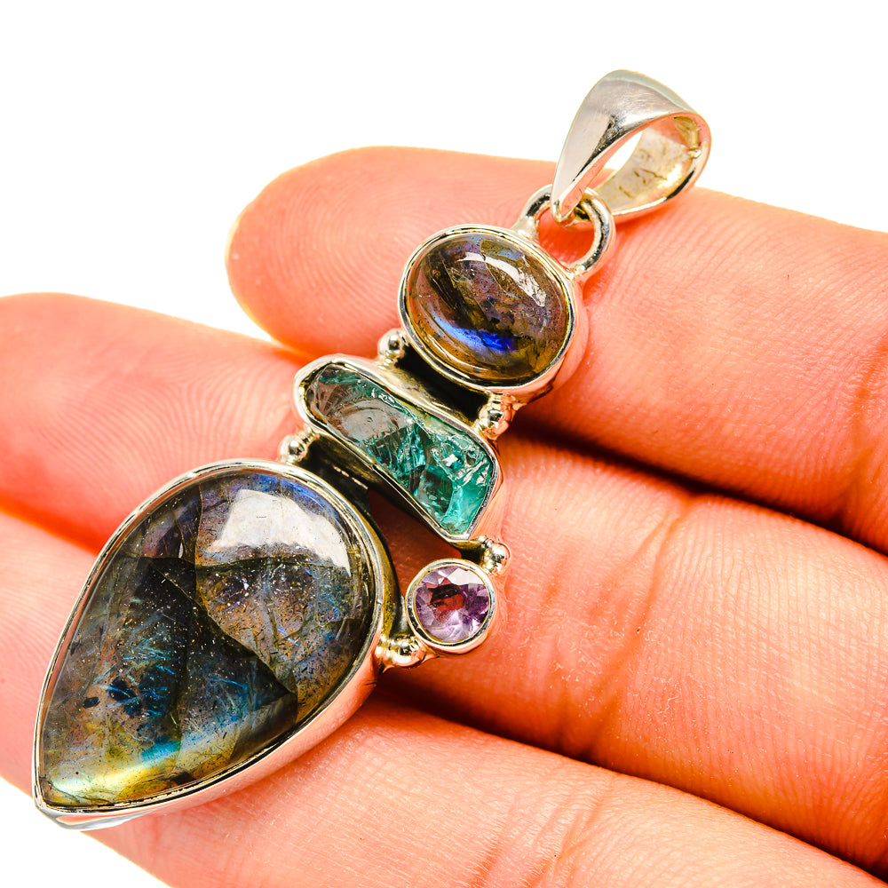 Labradorite, Apatite, Amethyst Pendants handcrafted by Ana Silver Co - PD8099