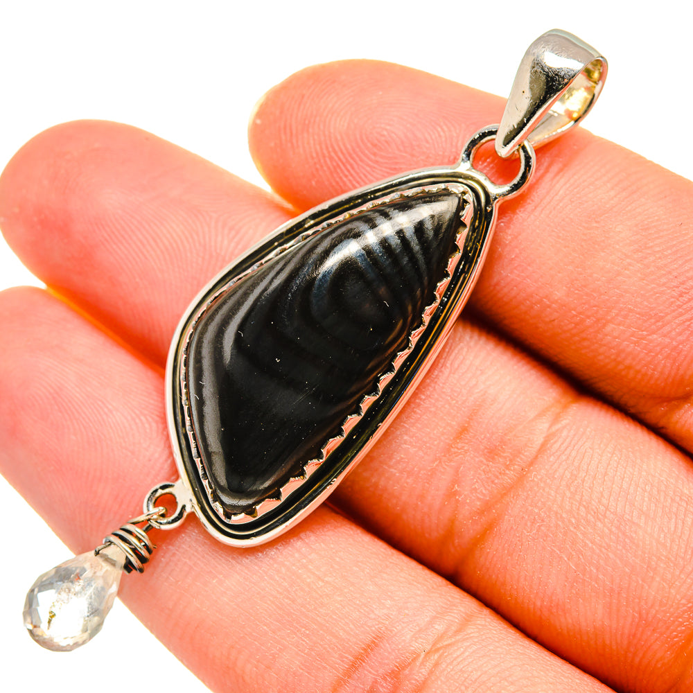 Psilomelane, White Quartz Pendants handcrafted by Ana Silver Co - PD8104