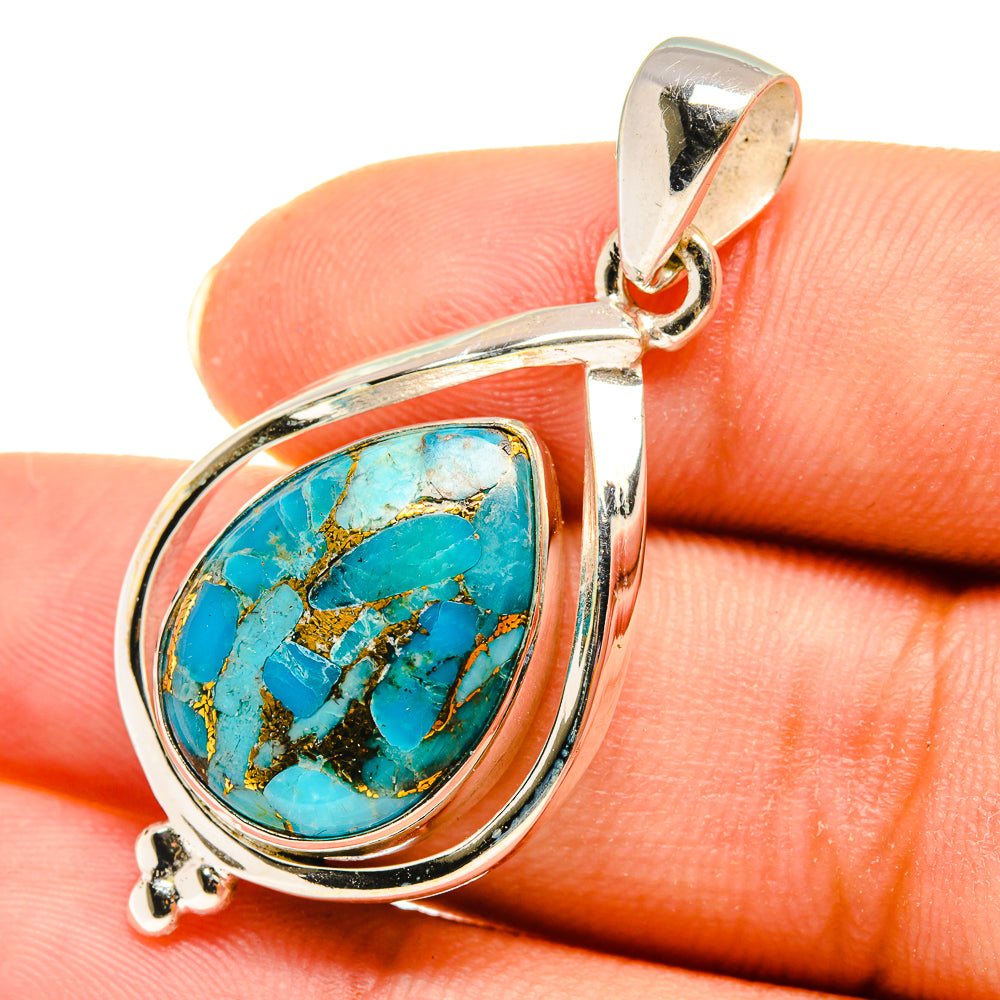 Blue Copper Composite Turquoise Pendants handcrafted by Ana Silver Co - PD8108