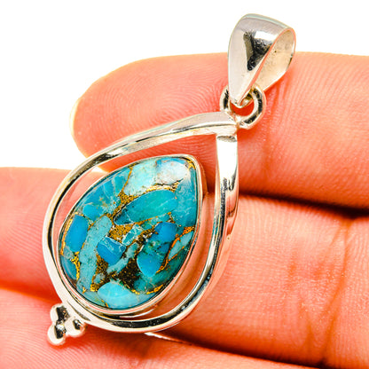 Blue Copper Composite Turquoise Pendants handcrafted by Ana Silver Co - PD8108