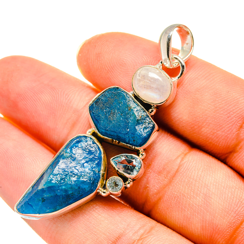Apatite, Rainbow Moonstone, Blue Topaz Pendants handcrafted by Ana Silver Co - PD8115