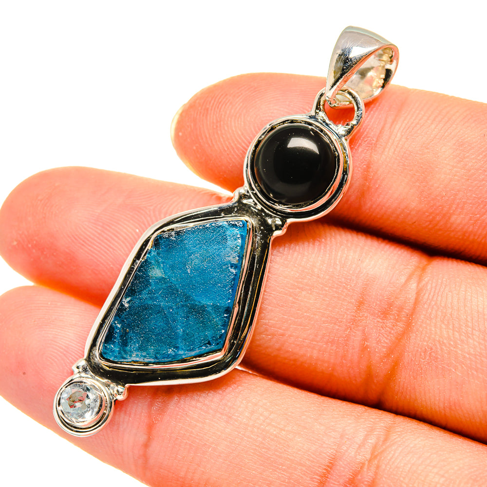 Apatite, Black Onyx, Blue Topaz Pendants handcrafted by Ana Silver Co - PD8120