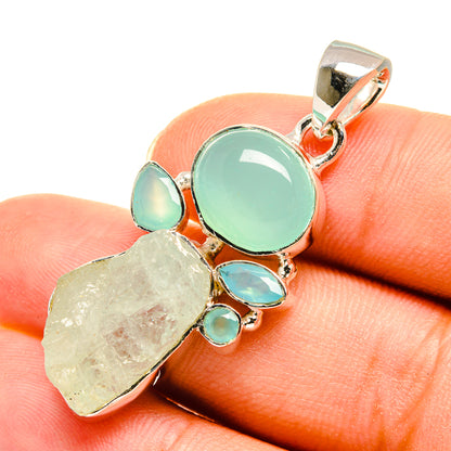 Aquamarine, Aqua Chalcedony Pendants handcrafted by Ana Silver Co - PD8125