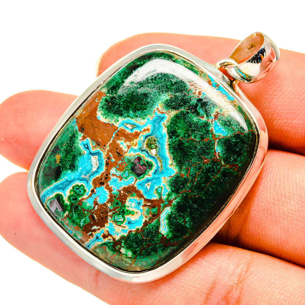 Malachite In Chrysocolla Pendants handcrafted by Ana Silver Co - PD8131