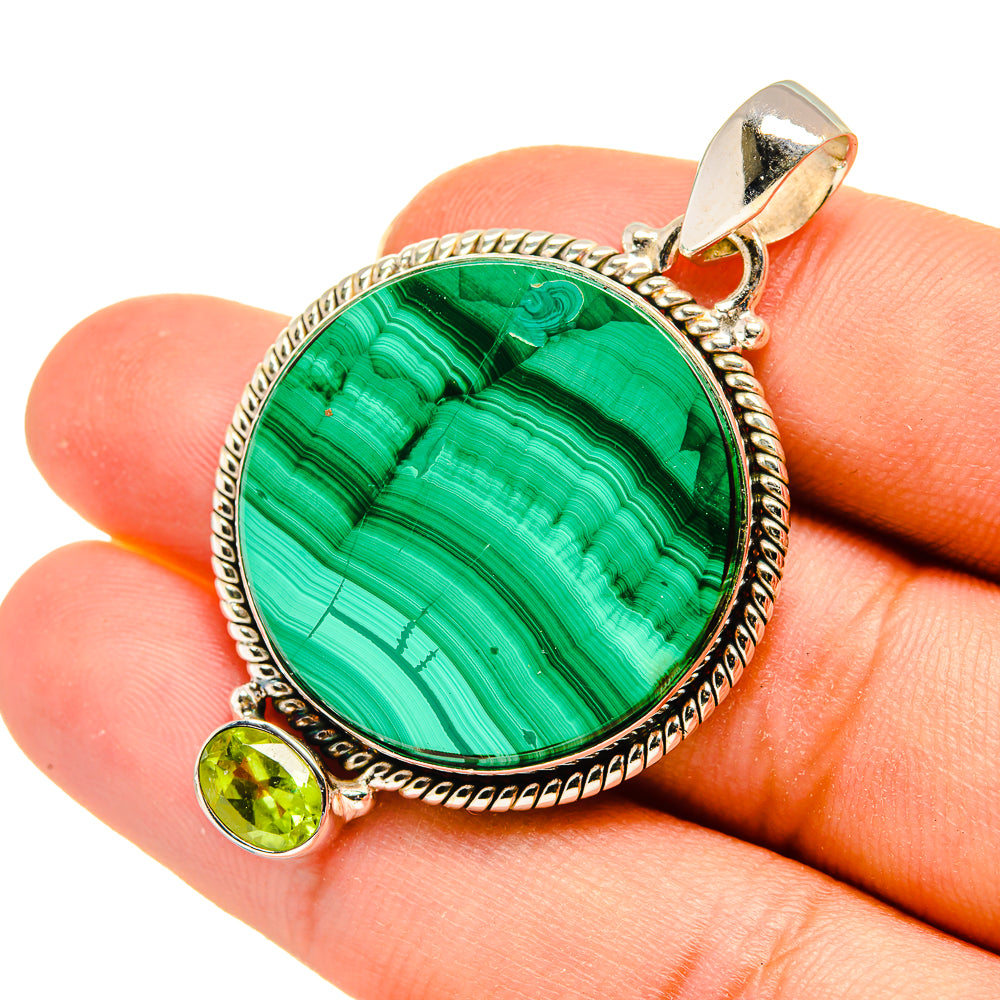 Malachite, Peridot Pendants handcrafted by Ana Silver Co - PD8142