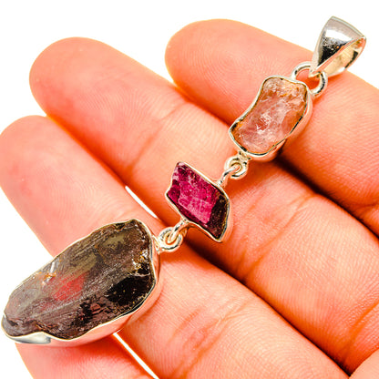 Garnet, Rose Quartz, Garnet Pendants handcrafted by Ana Silver Co - PD8152