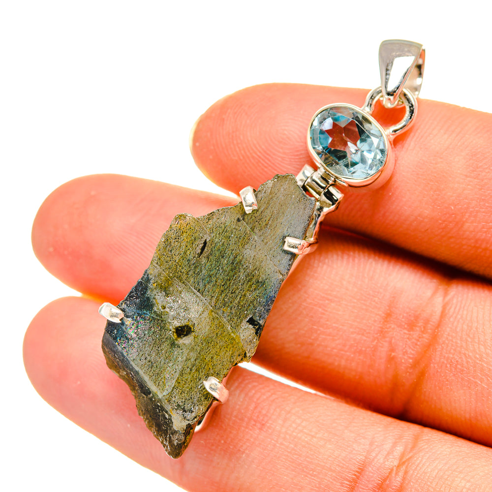 Labradorite, Blue Topaz Pendants handcrafted by Ana Silver Co - PD8155
