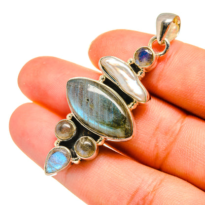 Labradorite, Mother Of Pearl Pendants handcrafted by Ana Silver Co - PD8158