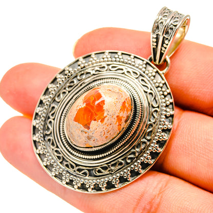 Mexican Fire Opal Pendants handcrafted by Ana Silver Co - PD8163
