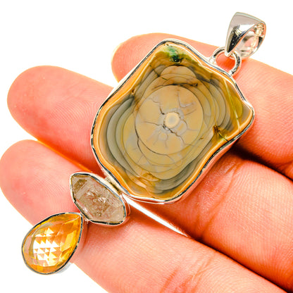 Willow Creek Jasper, Citrine, Herkimer Diamond Pendants handcrafted by Ana Silver Co - PD8170
