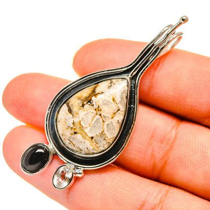Ocean Jasper, Black Onyx, White Quartz Pendants handcrafted by Ana Silver Co - PD8173