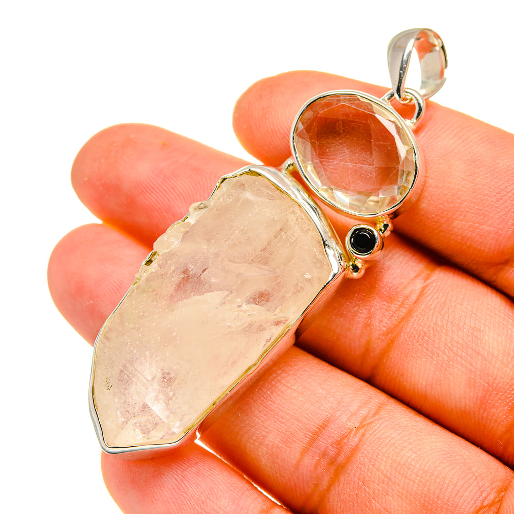Rainbow Moonstone, White Quartz, Black Onyx Pendants handcrafted by Ana Silver Co - PD8181