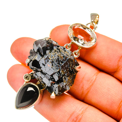 Shungite, Black Onyx, White Quartz Pendants handcrafted by Ana Silver Co - PD8184
