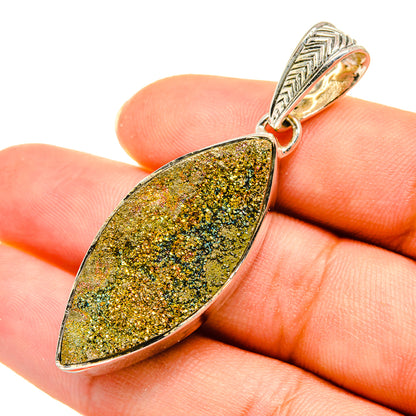 Spectro Pyrite Druzy Pendants handcrafted by Ana Silver Co - PD8194