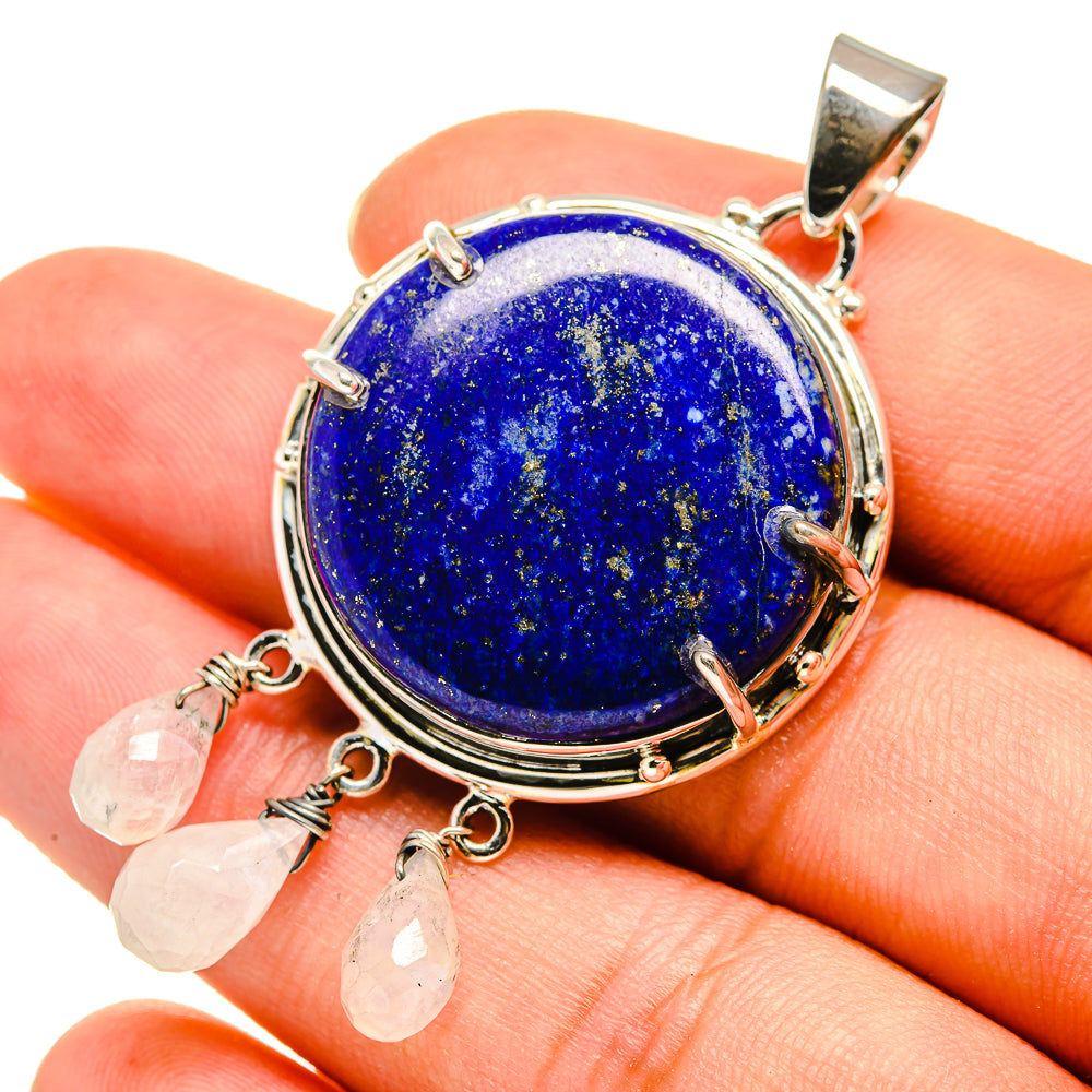 Lapis Lazuli, Rainbow Moonstone Pendants handcrafted by Ana Silver Co - PD8196