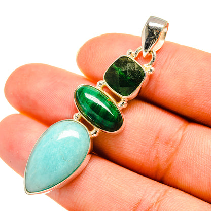 Larimar, Malachite, Emerald Pendants handcrafted by Ana Silver Co - PD8204