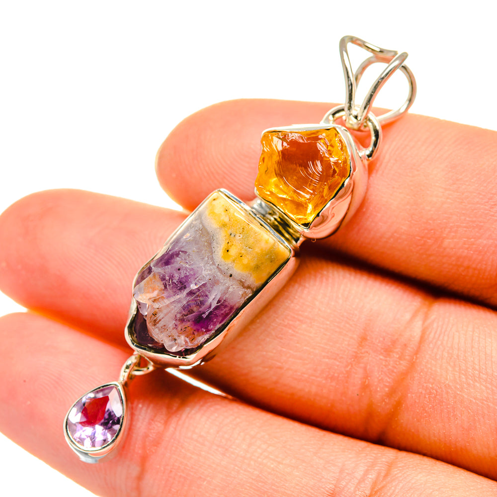 Amethyst Stalactite, Citrine Pendants handcrafted by Ana Silver Co - PD8207