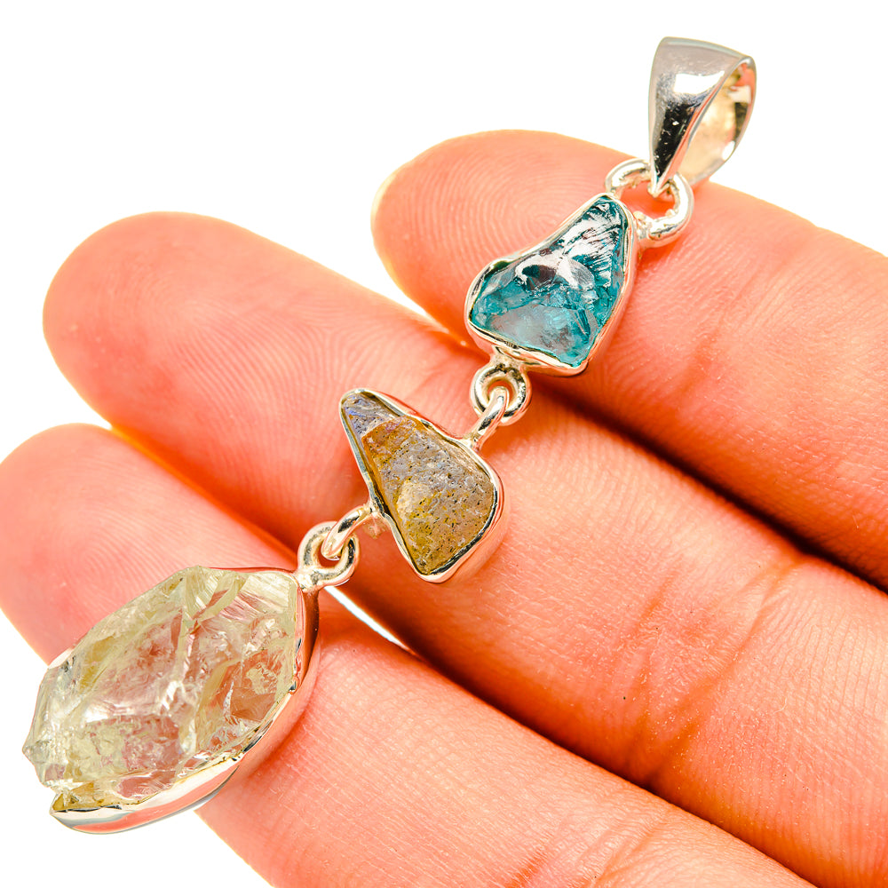 Green Amethyst, Labradorite, Apatite Pendants handcrafted by Ana Silver Co - PD8208