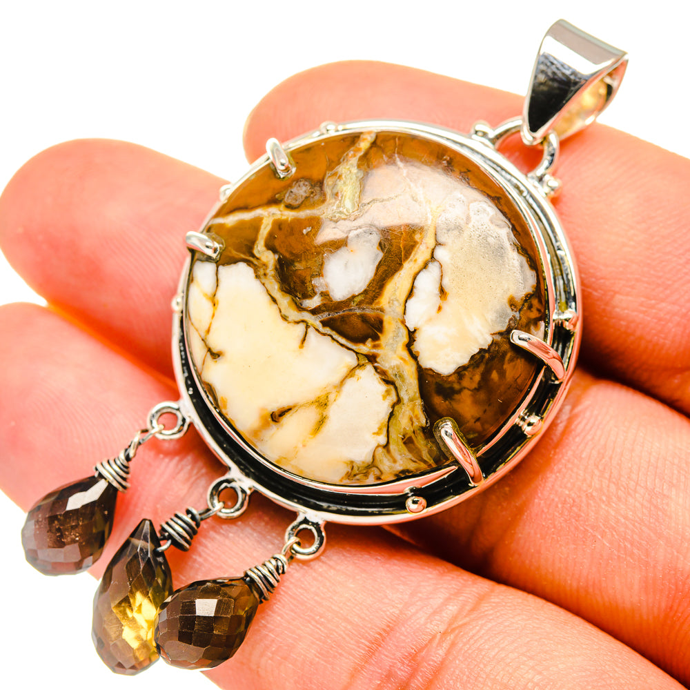 Peanut Wood Jasper, Smoky Quartz Pendants handcrafted by Ana Silver Co - PD8209