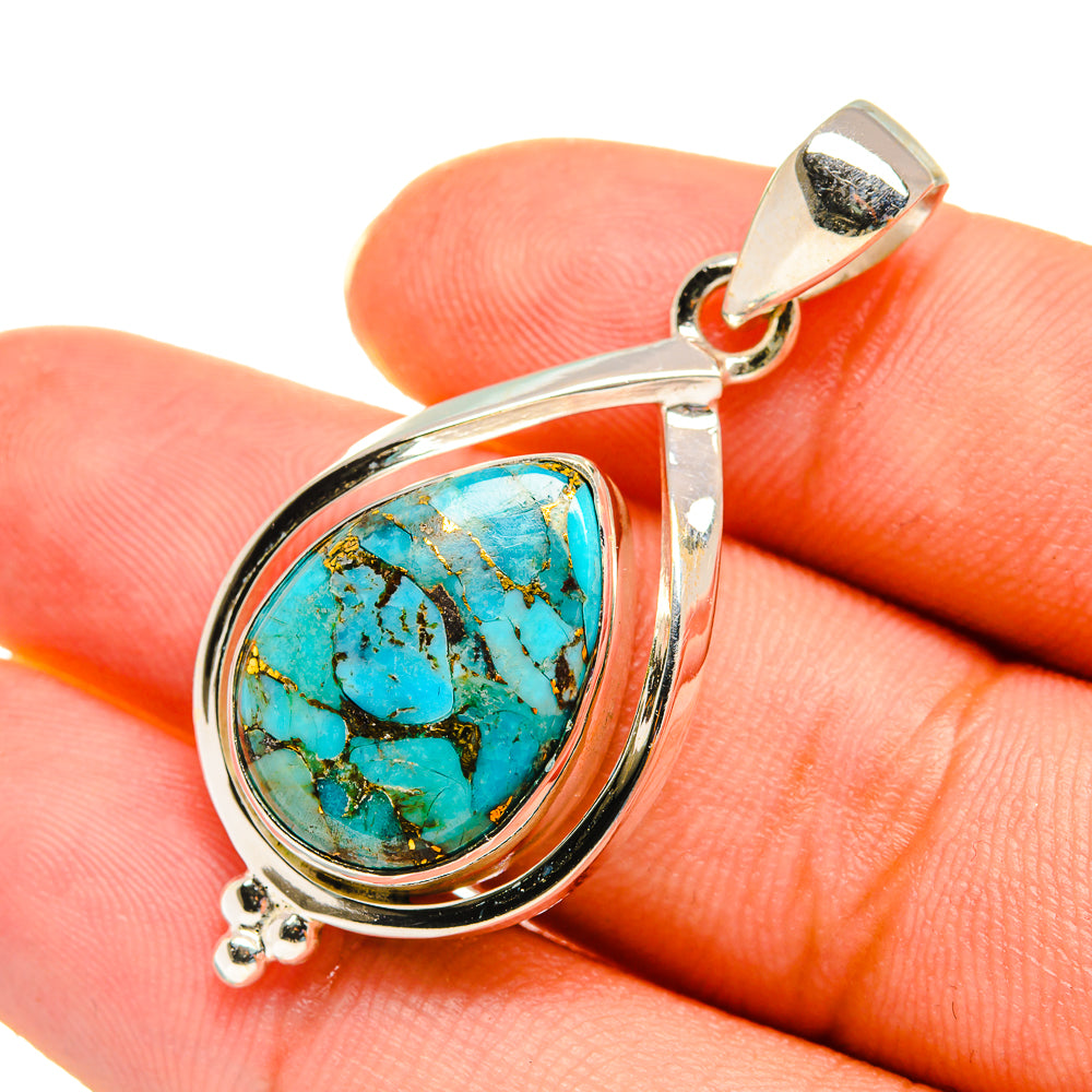 Blue Copper Composite Turquoise Pendants handcrafted by Ana Silver Co - PD8212