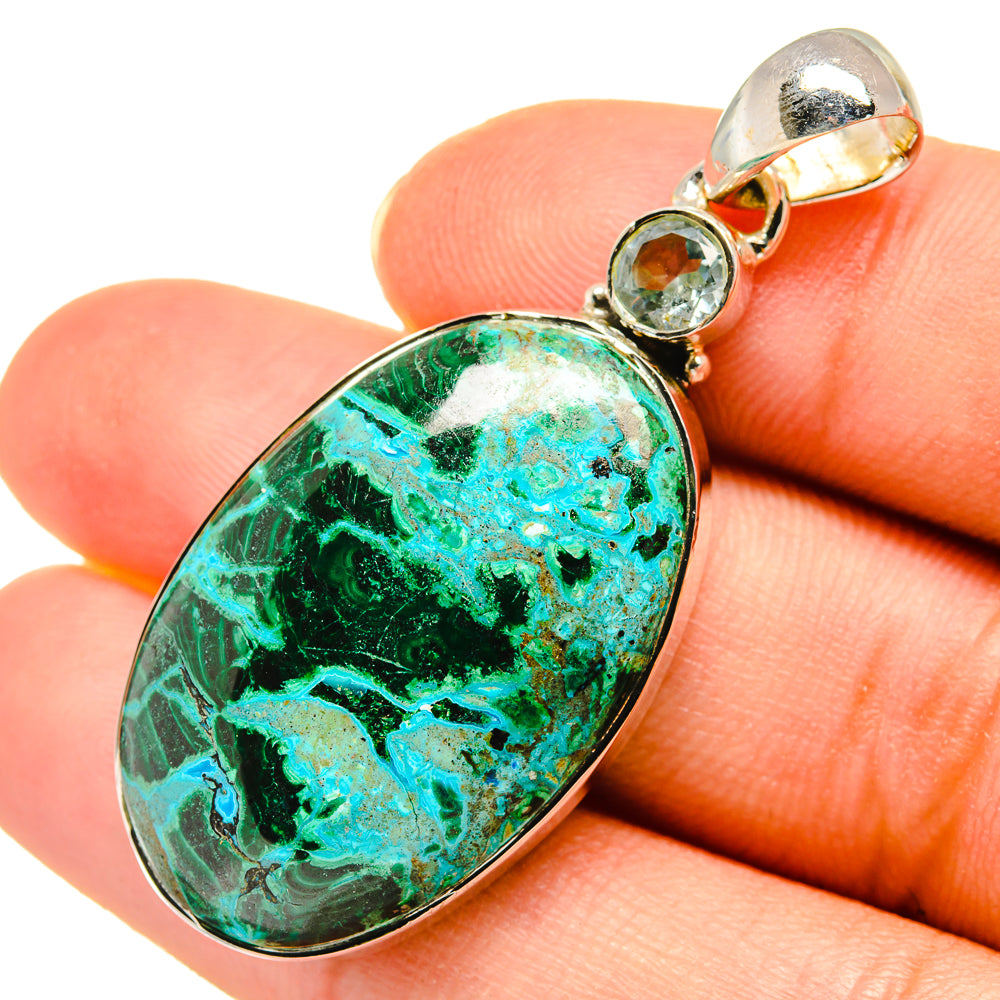Malachite In Chrysocolla Pendants handcrafted by Ana Silver Co - PD8237