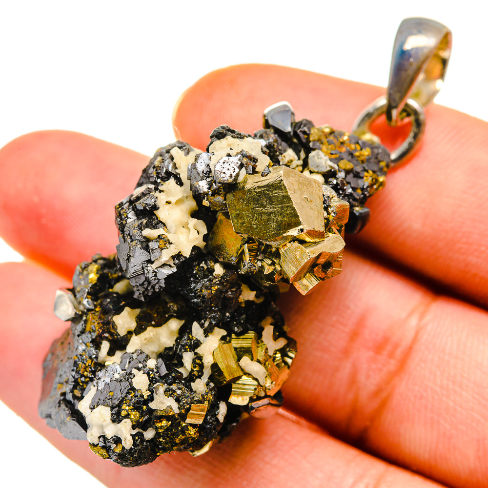 Pyrite Agate Pendants handcrafted by Ana Silver Co - PD8298
