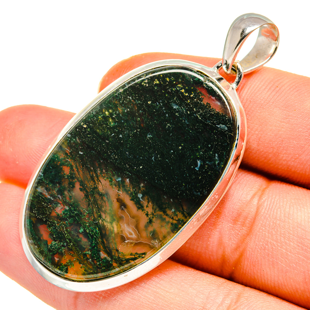 Green Moss Agate Pendants handcrafted by Ana Silver Co - PD8316