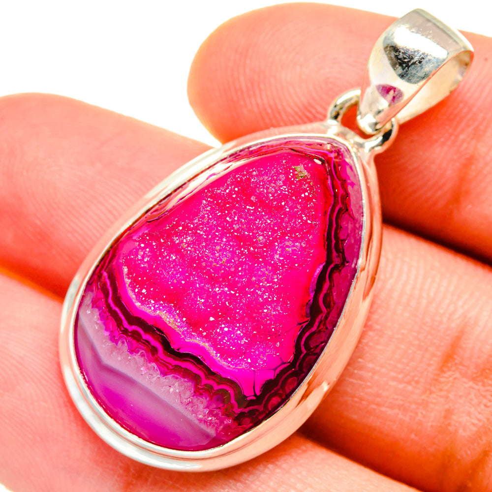 Pink Agate Druzy Pendants handcrafted by Ana Silver Co - PD8333