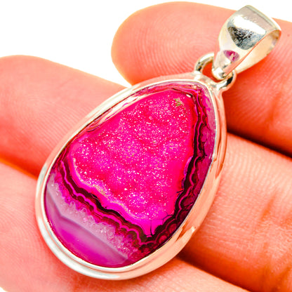 Pink Agate Druzy Pendants handcrafted by Ana Silver Co - PD8333