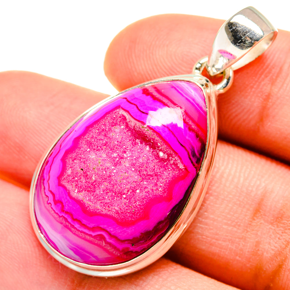 Pink Agate Druzy Pendants handcrafted by Ana Silver Co - PD8334