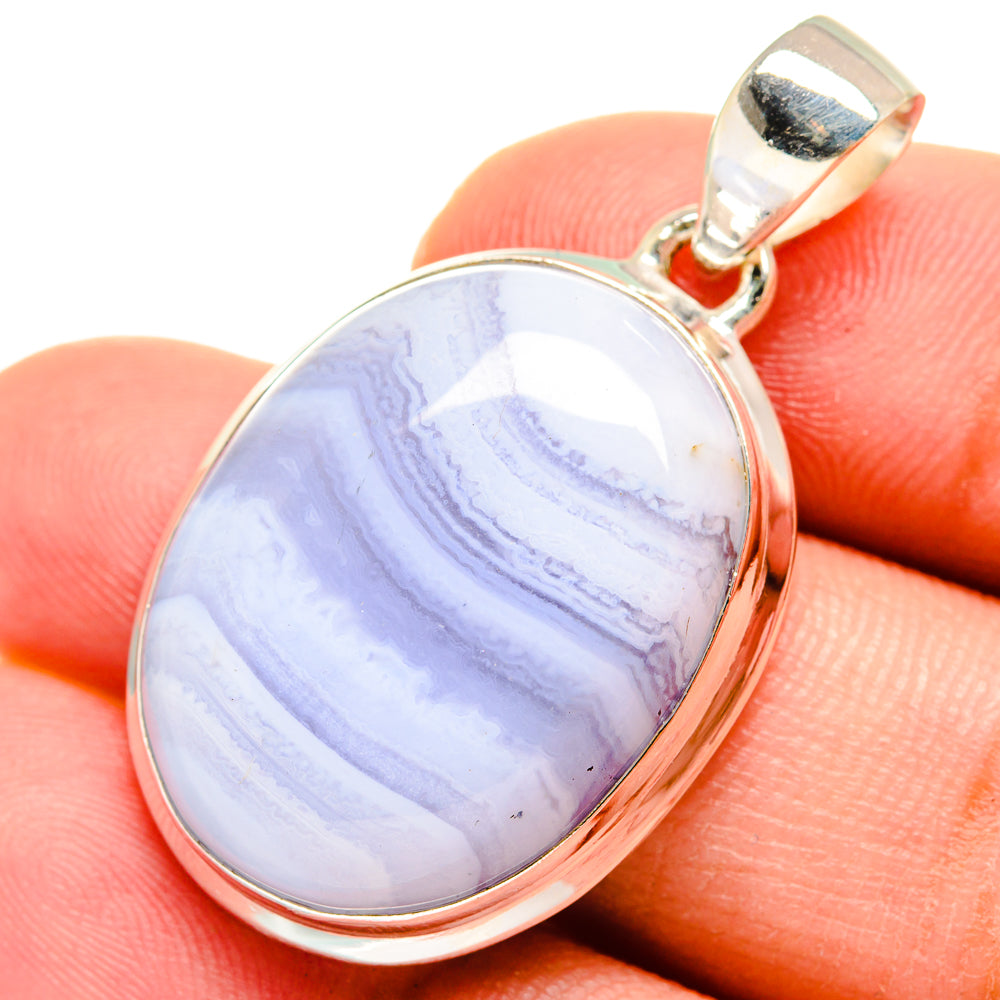 Blue Lace Agate Pendants handcrafted by Ana Silver Co - PD8346