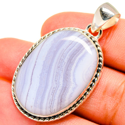 Blue Lace Agate Pendants handcrafted by Ana Silver Co - PD8380