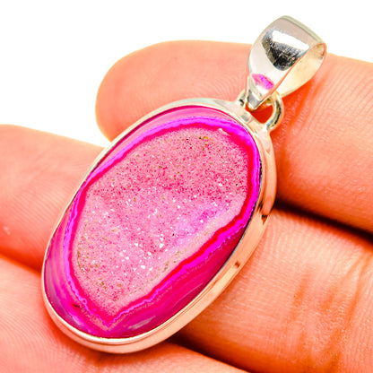 Pink Agate Druzy Pendants handcrafted by Ana Silver Co - PD8399