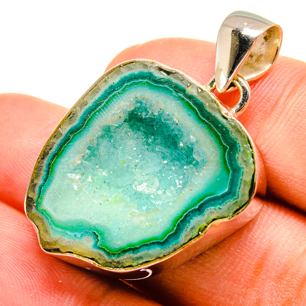 Green Geode Slice Pendants handcrafted by Ana Silver Co - PD8456