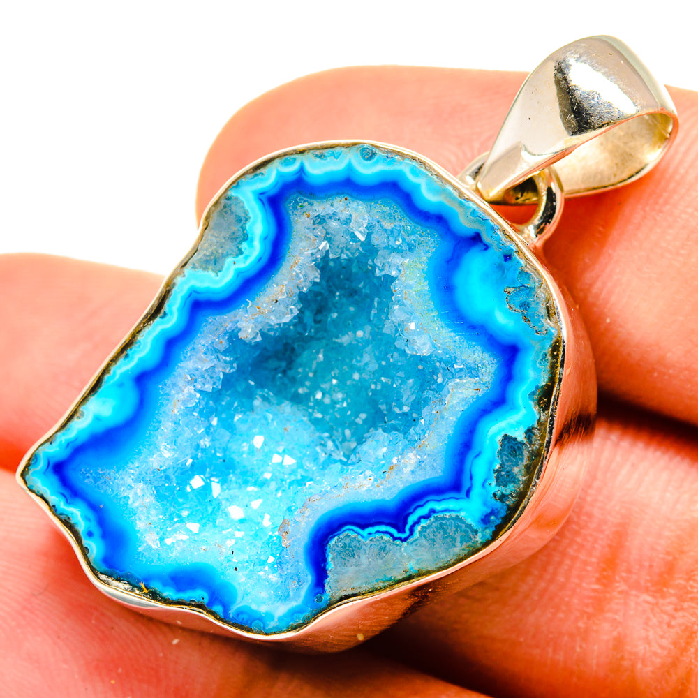 Blue Geode Slice Pendants handcrafted by Ana Silver Co - PD8468