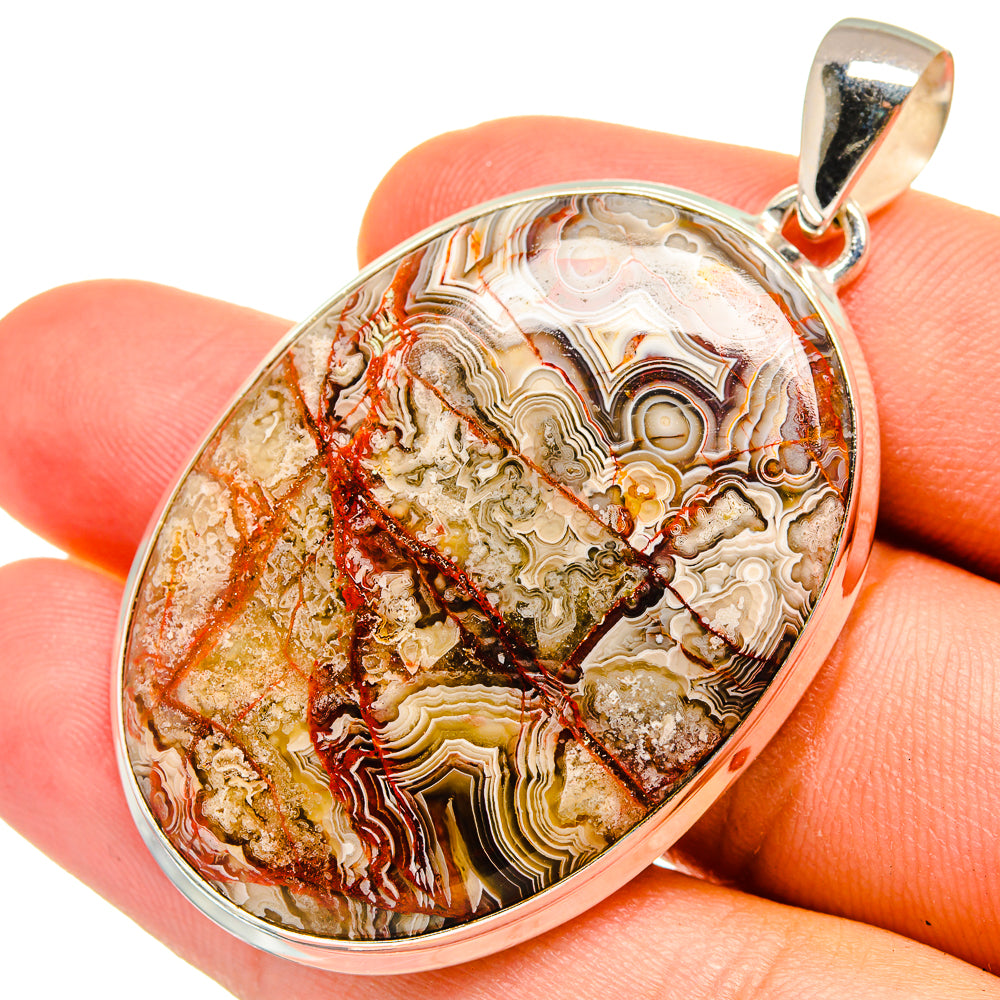 Crazy Lace Agate Pendants handcrafted by Ana Silver Co - PD8520