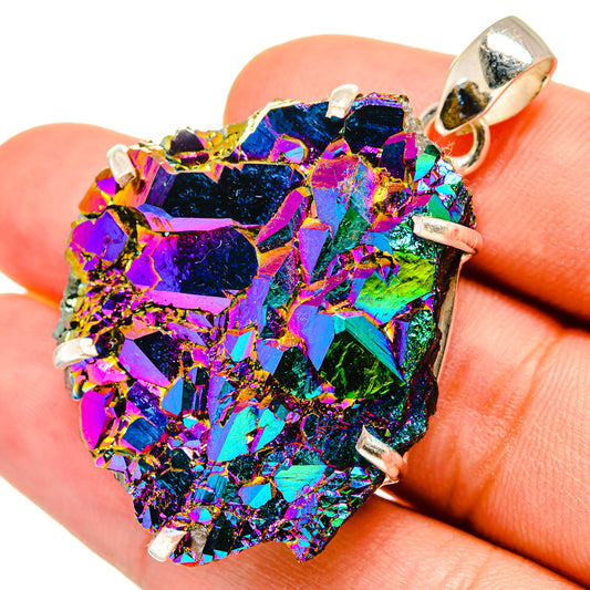 Titanium Sunshine Druzy Pendants handcrafted by Ana Silver Co - PD8543