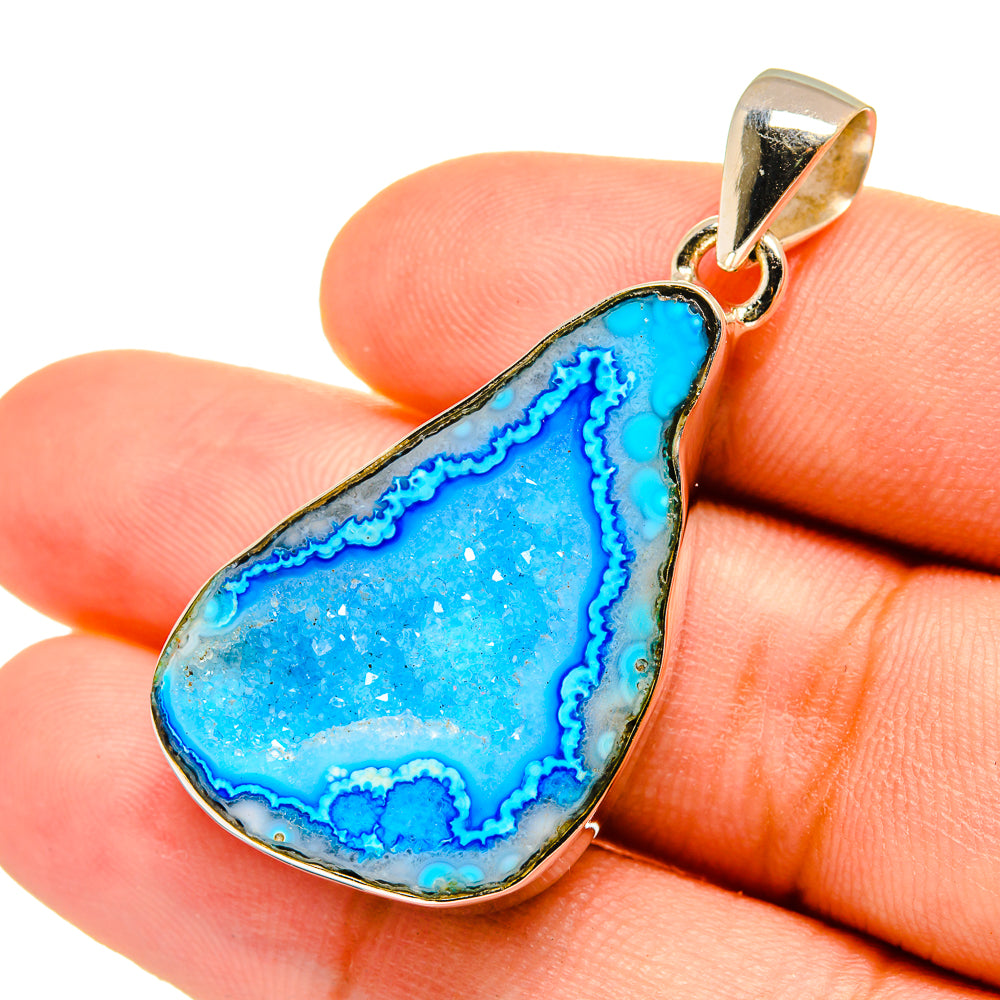 Blue Geode Slice Pendants handcrafted by Ana Silver Co - PD8620