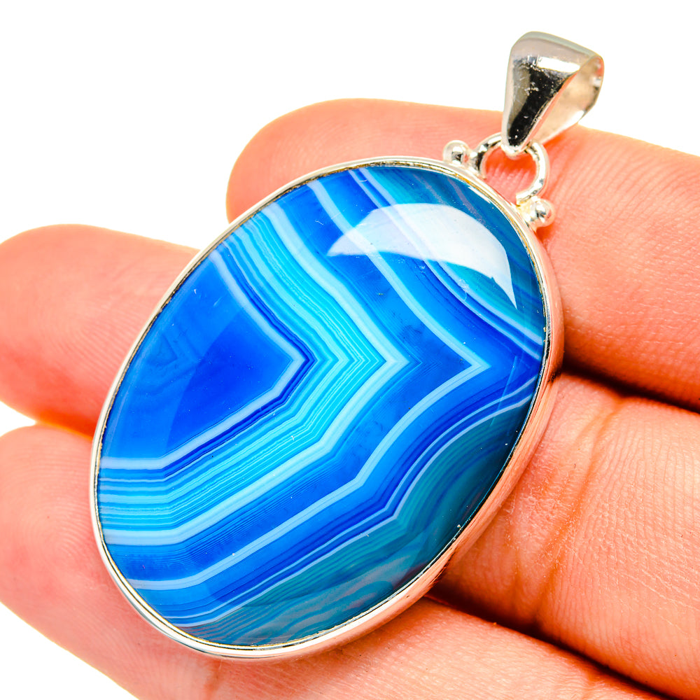 Blue Botswana Agate Pendants handcrafted by Ana Silver Co - PD8621