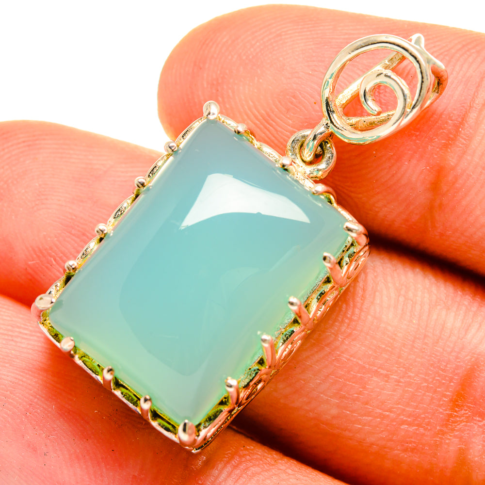 Aqua Chalcedony Pendants handcrafted by Ana Silver Co - PD8647