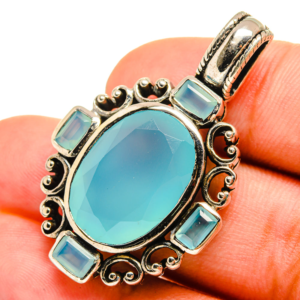Aqua Chalcedony Pendants handcrafted by Ana Silver Co - PD8657