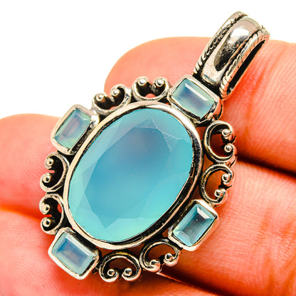 Aqua Chalcedony Pendants handcrafted by Ana Silver Co - PD8657