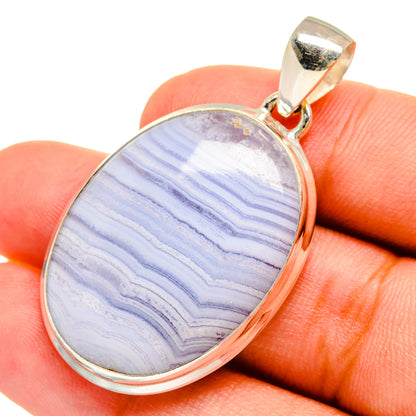 Blue Lace Agate Pendants handcrafted by Ana Silver Co - PD8660